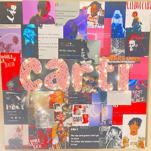 Lighted Playboi Carti Wall Decor Aesthetic (2ft by 2ft wooden board WITH LIGHTS INCLUDED) + gift/merch for carti lovers + bedroom dorm decor