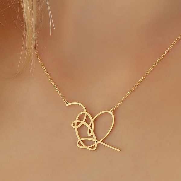 Gold BTS Love Yourself Heart Necklace • 14k Gold Kpop Bts Minimalist Heart Charm • BTS Army Best Friend Gift • BTS Fan Love Birthday Gift