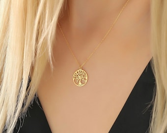 Dainty Tree of Life Necklace ∙ Gold Family Tree Necklace ∙ Celtic Tree of Life Medallion Pendant ∙ Tree of Life Charm ∙  Unique Gift for Her