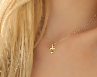 14k Solid Gold Cross Necklace ∙ Gold Cross Necklace ∙ Tiny Cross Necklace ∙ Dainty Cross Pendants ∙ Small Cross Necklace ∙ Christmas Gifts