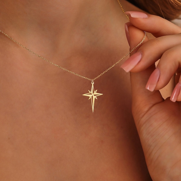 Nordstern Halskette ∙ Stern Siegelkette ∙ Gold Polaris Stern Anhänger ∙ Weihnachtsgeschenk ∙ Geschenk für Sie ∙ BFF Geschenk ∙ Anleitung Charm