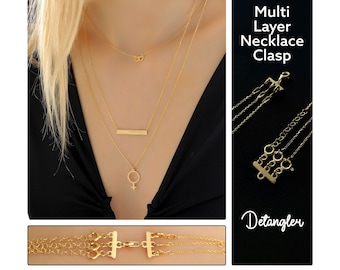 14k Solid Gold Multi Necklace Separator ∙ Nacklace Spacer Clasps Detangler ∙ Multi-Strand Necklaces ∙ Untangle Necklaces ∙ Gift for Her