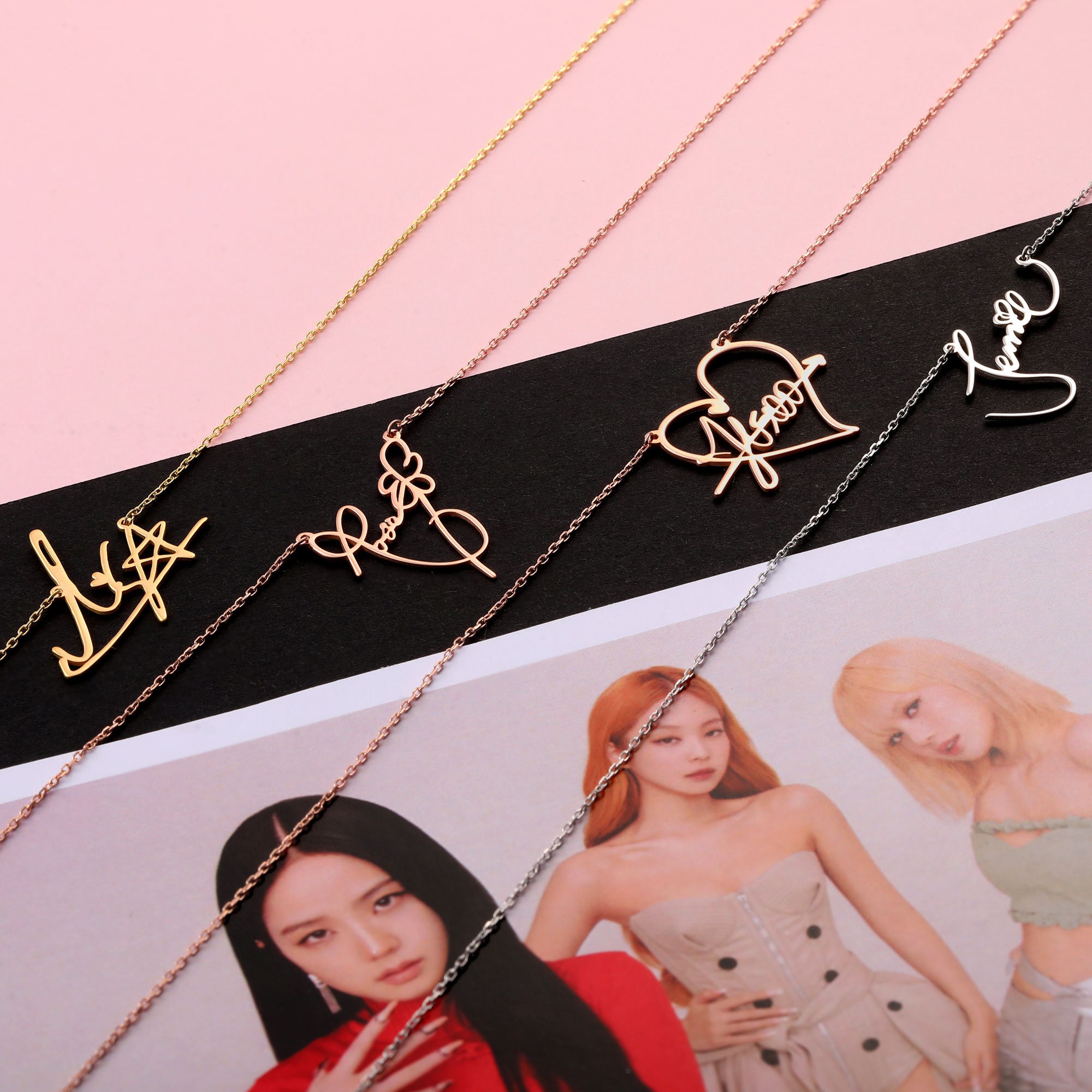 14k Gold Blackpink Signatures Necklace Blackpink Jewelry Kpop Best Friend Gift Minimalist Blink Pendants Lisa Jennie Rose Jisoo - Etsy 14k Gold Blackpink Signatures Necklace Blackpink Jewelry Kpop Best Friend Gift Minimalist Blink Pendants Lisa Jennie Rose Jisoo - Etsy