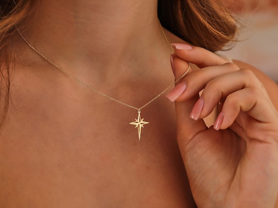 14K Gold North Star Necklace Star Signet Necklace Gold Polaris Star Pendants Christmas Gift Gift for Her BFF Gift Guidance Charm Etsy
