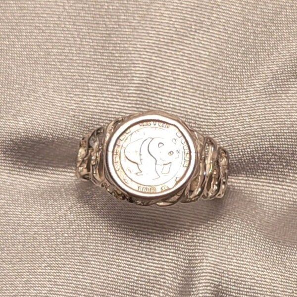 Custom Sterling silver panda coin (copy) ring