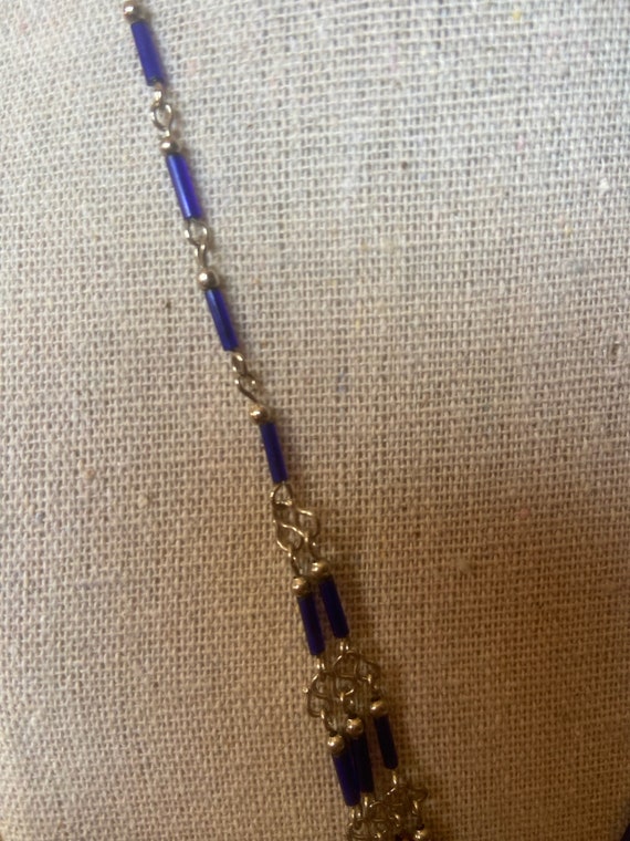 Vintage Lapis Lazuli 70's Beaded Necklace Boho - image 3