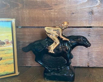 Avon Pony Express Leather Cologne After Shave Horse & Rider Decanter NIB Full