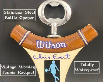 Vintage Wooden Tennis Racquet Bottle Opener - Tennis Lover Gift