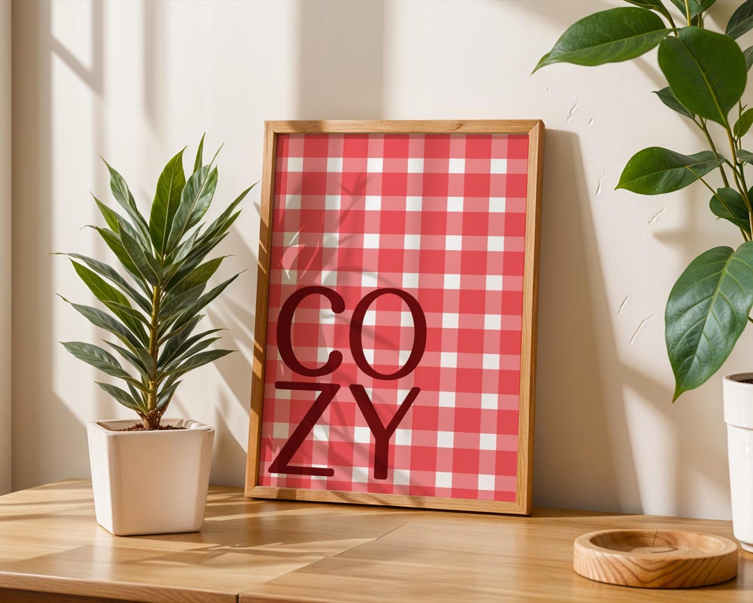 Cozy Lettering Red - Poster, Trendy Wall Art - Aesthetic Room Decor ...