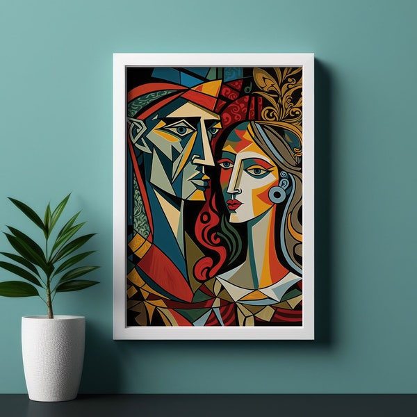 Picasso Royal Couple Portrait Digital Printable Wall Art Print Instant Download | Pablo Picasso Men and Women Abstract Cubism Artwork Paint