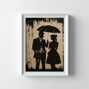Banksy Stencil Lovely Couple Poster Digital Download Printable Wall Art Instant Download Street Art Silhouette Portrait Living Room Prints