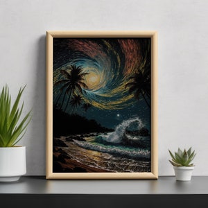 The Starry Night Style Vincent Van Gogh Digital Print Wall Fine Art Décor Instant Download Impressionism oil impasto painting Poster canvas