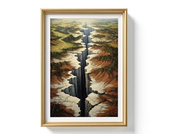 Surreale Landschaft Poster Digital druckbare Wandkunst Sofortiger Download Surreale Kunstdruck Wohnzimmer Wandkunst Dekor 3D Druck Surrealismus Kunst