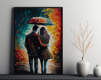 Leonid Afremov Painting Romantic Couple Artwork Digital Printable Wall Art Instant Download Palette Knife Impressionist Print Bedroom Decor