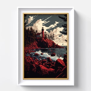 Seaside Oil Painting Landscape Print Digital Download Printable Art Instant Download Tom Thomson Artwork Living Room Wall Art Coastal Decor