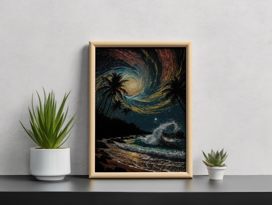 The Starry Night Style Vincent Van Gogh Digital Print Wall Fine Art ...