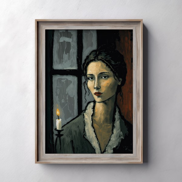 Amedeo Modigliani Character Oil Painting Digital Wall art Print Instant Download Women portrait artwork Expressionism Modern Fauvism Ai arts