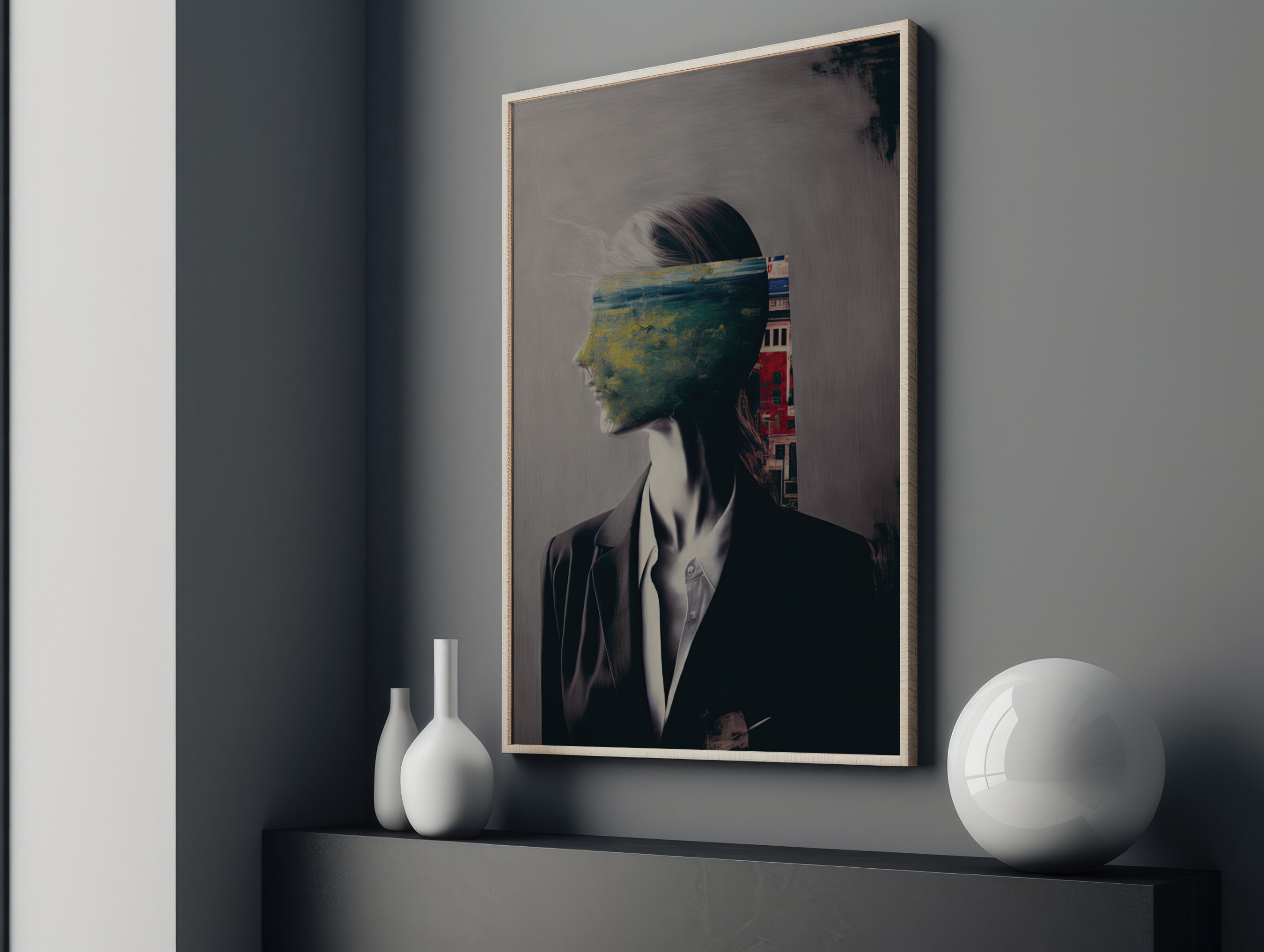 Distortion Face Portrait Digital Printable Wall Art Instant Download ...