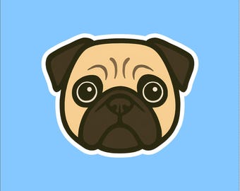 Pug Face Sticker - Water Resistant Dog Decal