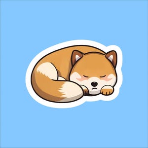 Sleeping Shiba Inu Sticker - Waterproof Sticker, Shiba Sticker, Shiba Decal, Shiba Inu