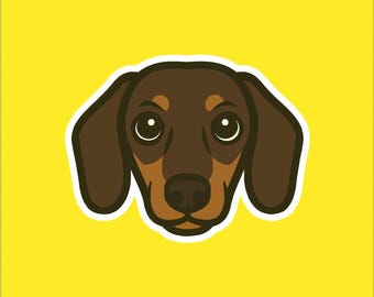 Dachshund Face Sticker - Water Resistant Dog Decal
