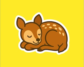 Sleeping Deer Fawn Sticker - Water Resistant Wildlife Sticker