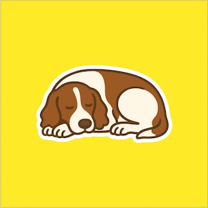 English Springer Spaniel Sleeping Sticker - Water Resistant Sticker, Springer Spaniel Sticker, Dog Sticker, Dog Decal, Dog Sticker