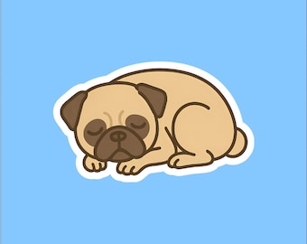 Pug Sleeping Sticker - Water Resistant Dog Decal
