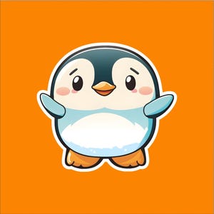 Penguin - 2&quot; Waterproof Sticker, Penguin Sticker, Penguin Decal