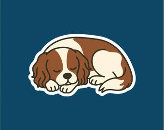 Cavalier King Charles Spaniel Sleeping Sticker - Water Resistant Dog Decal