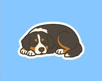 Bernese Mountain Dog Sleeping Sticker - Water Resistant Dog Decal