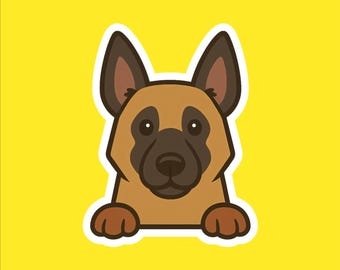 Belgian Malinois Peeking Sticker – Water Resistant Dog Decal