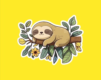 Sleeping Sloth Sticker - Water Resistant Laptop, Water Bottle Decal