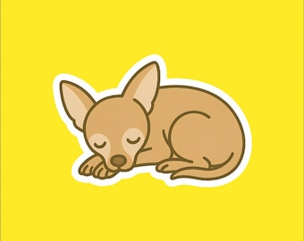Chihuahua Sleeping Sticker - Water Resistant Vinyl Dog Decal