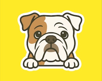 English Bulldog Peeking Sticker - Water Resistant Dog Decal