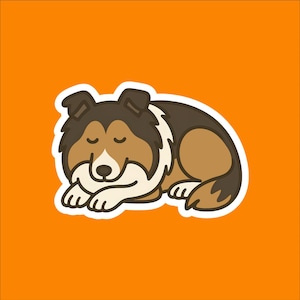 Sheltie Sleeping Sticker – Water Resistant Dog Decal
