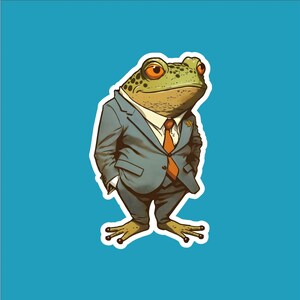 Toad in a Suit Sticker - Waterproof Sticker, Toad Sticker, Toad Decal, Toad Sticker