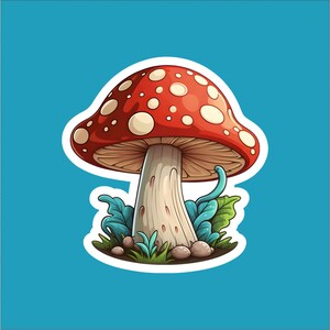 Mushroom Sticker - Waterproof Sticker, Mushroom Sticker, Mushroom Decal, Toadstool Sticker, Toadstool Decal