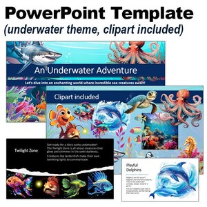 Powerpoint Template - Underwater Sea Life theme (plus some clipart)