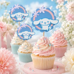 Kawaii Cinna Bunny Cupcake Toppers: Geburtstagsparty Dekorationen