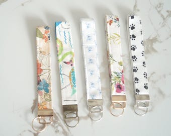 Floral & Pattern Wristlet Keychains – Handmade Fabric Key Fob Collection