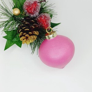 Bubble Gum Ceramic Christmas Ornaments | Modern Holiday Baubles | Pink Tree Decorations | Minimalist Christmas Decor | Set of 4 Ornaments