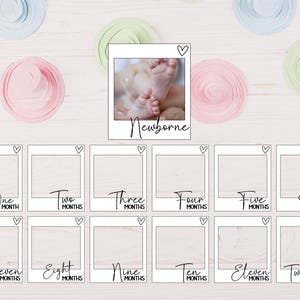 Minimalist Baby's Photo Banner | Polaroid Photo | Hanging Banner | Baby's Milestones Photo Banner | PNG Instant Download
