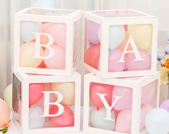 Transparent BABY Boxes: Baby Shower Decorations, Gender Reveal Photo Prop