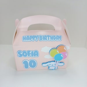 Pink Cinna Bunny Favor Box: Custom Kawaii Party Treat Box