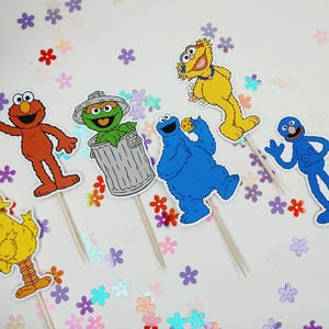 Sesame Street Cupcake Toppers: Elmo, Cookie Monster - Party Decor