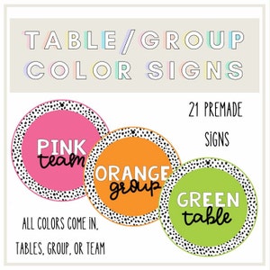 Reading Group | Table Signs | Grouping Labels | Color Groups | Boho Polka Dot