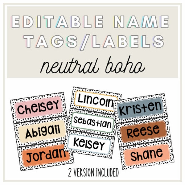 Neutral Boho Name Tags/Plates