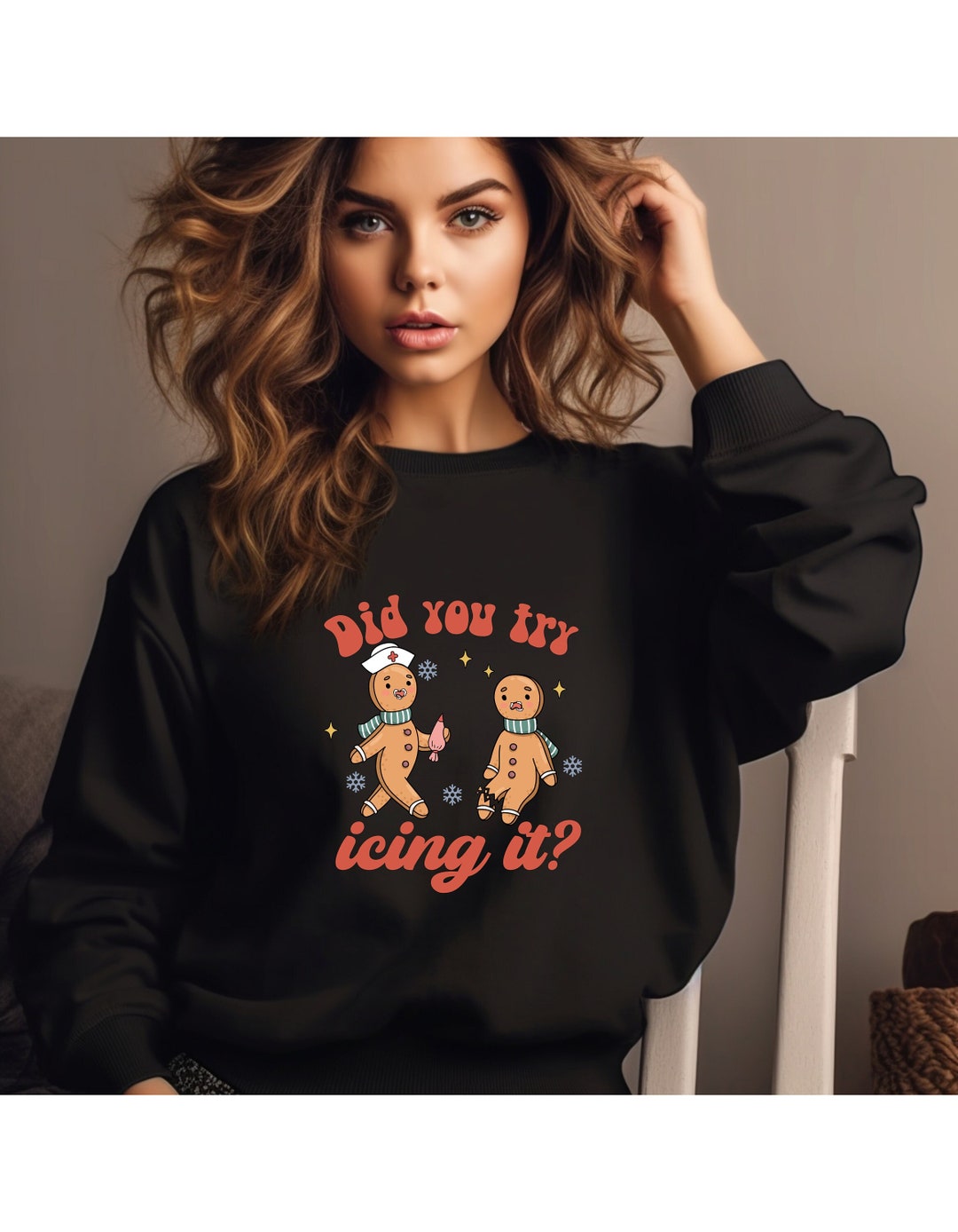 Try Icing It Funny Christmas Sweater Gingerbread Humor Etsy