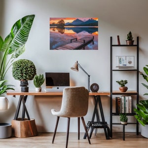 Lake House Decor | Lake Life Oil Painting Style | Rustic Canvas | Lake HouseArt | Worn Edges Canvas | Lake Tahoe